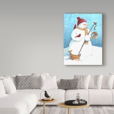 Trademark Fine Art Melinda Hipsher 'Snowman Red Hat' Canvas Art, 18x24 ALI31302-C1824GG